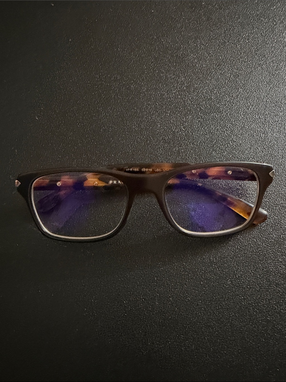 Prada VPR 16S Brown Tortoise Rectangular Glasses 52-18-140